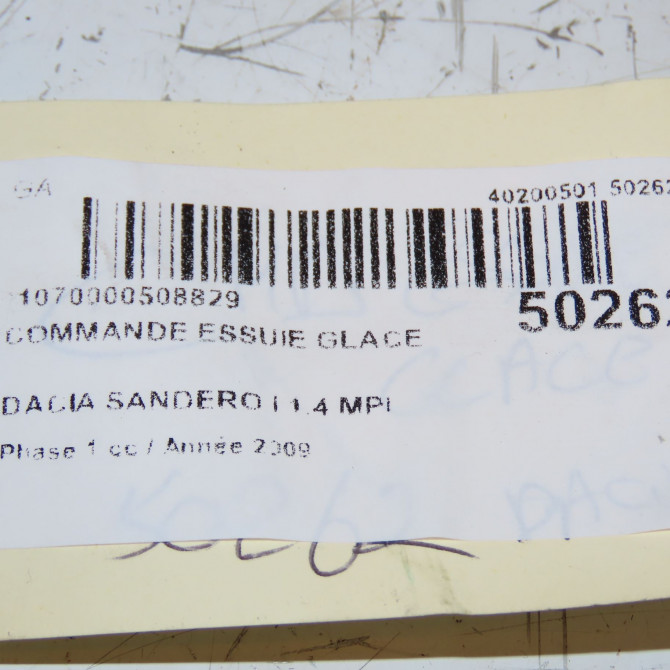 Commande essuie glace occasion DACIA SANDERO I Phase 1 06-2008->10-2012 1.4 MPI 75ch 6001551357 3