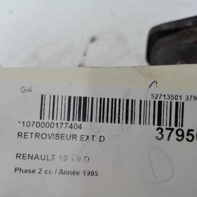Retroviseur exterieur manuel droit occasion RENAULT 19 Phase 2 04-1992->04-1997 1.9 D 7701366327 3