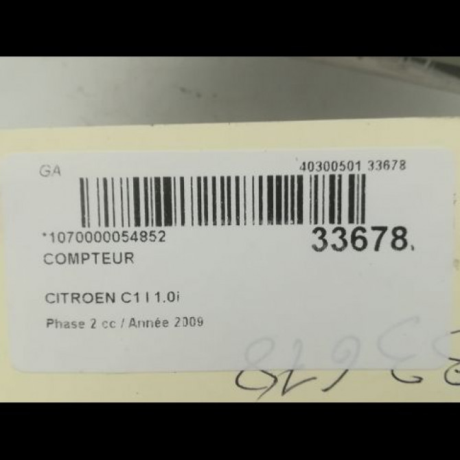 Compteur occasion CITROEN C1 I Phase 2 11-2008->01-2012 1.0i 6103AT 3