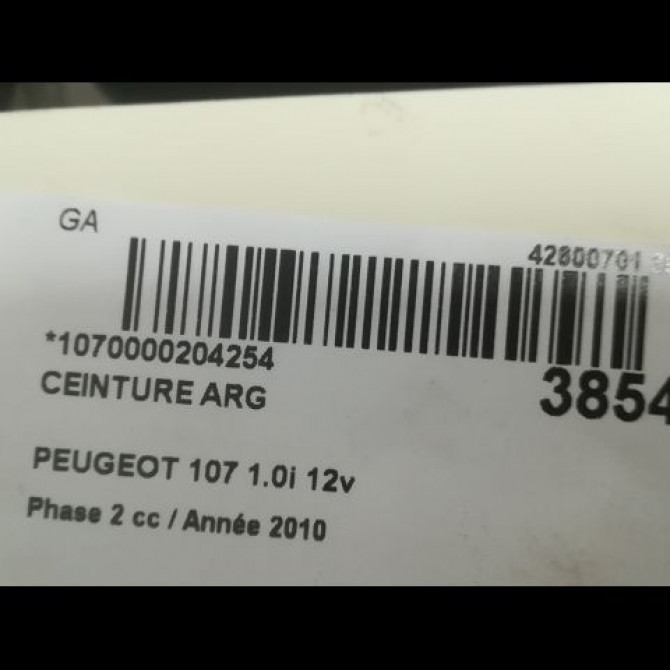 Ceinture arrière gauche occasion PEUGEOT 107 Phase 2 01-2009->01-2012 1.0i 12v 8974LH 4