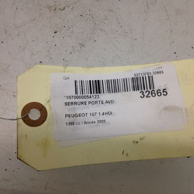 Serrure porte ard occasion PEUGEOT 107 Phase 1 06-2005->12-2008 1.4 HDI 9138G7 3