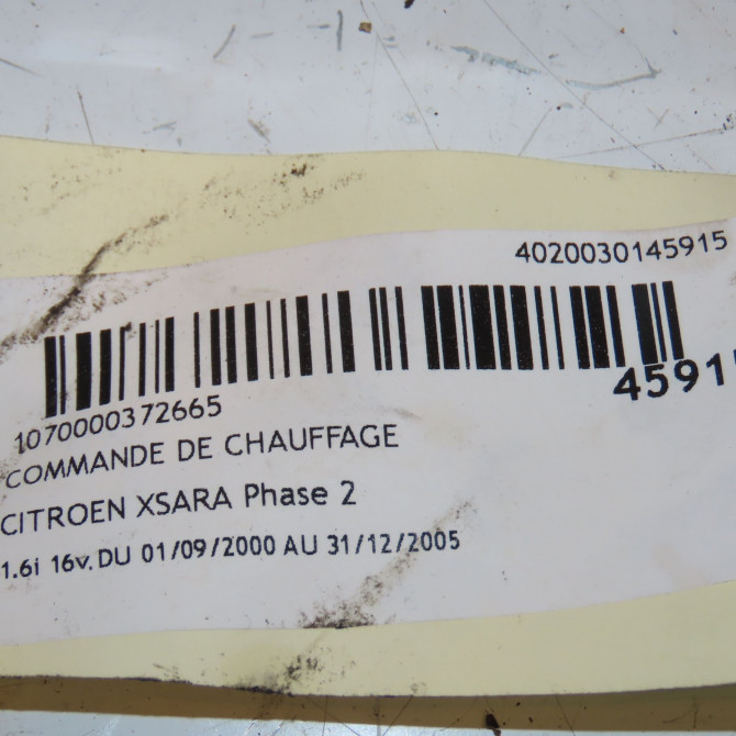 Commande de chauffage occasion CITROEN XSARA Phase 2 09-2000->12-2005 1.6i 16v 6451FR 4