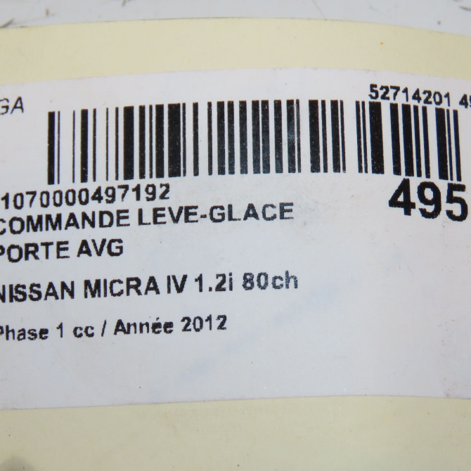 Commande lève-glace porte avant gauche occasion NISSAN MICRA IV Phase 1 11-2010->12-2013 1.2i 80ch 254011HB0C 4
