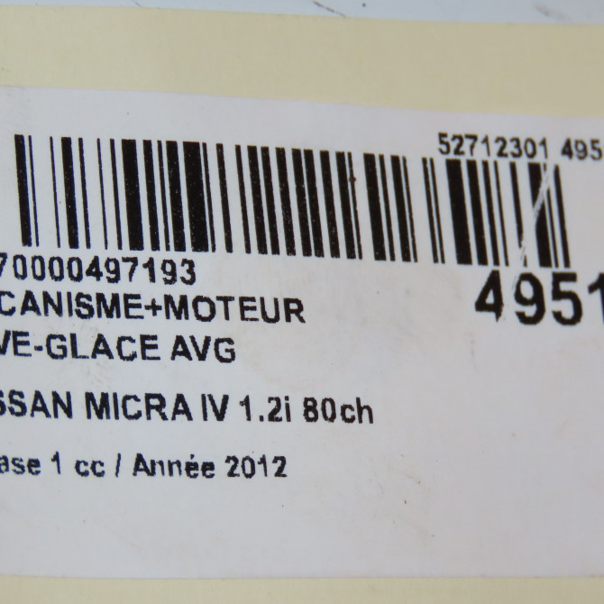 Mecanisme+moteur leve-glace avg occasion NISSAN MICRA IV Phase 1 11-2010->12-2013 1.2i 80ch 807211HB0A 3
