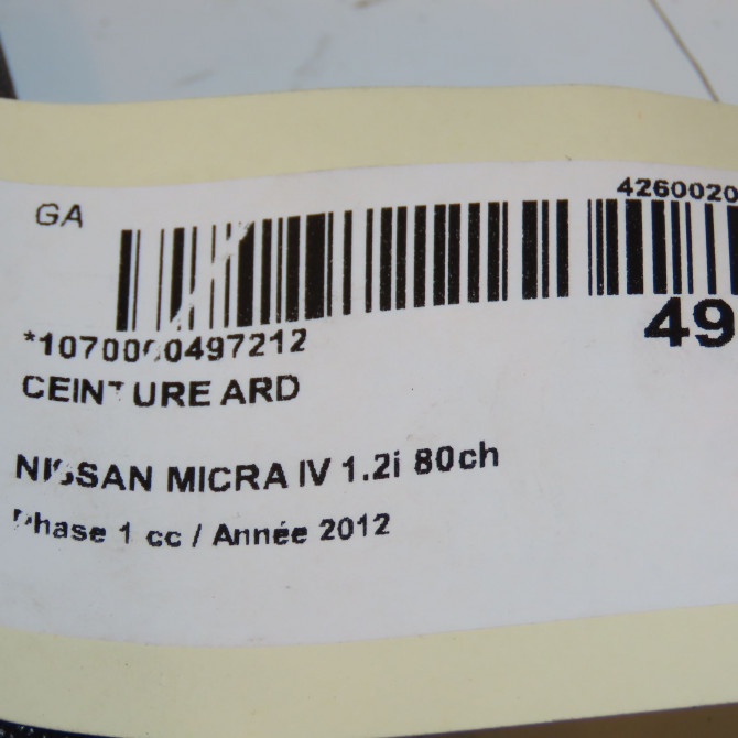 Ceinture arrière droite occasion NISSAN MICRA IV Phase 1 11-2010->12-2013 1.2i 80ch 888441HB0B 3