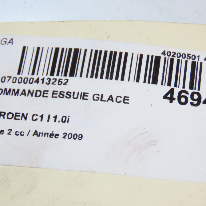 Commande essuie glace occasion CITROEN C1 I Phase 2 11-2008->01-2012 1.0i 6239SA 3