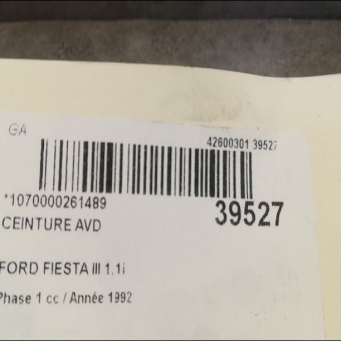 Ceinture avant droite occasion FORD FIESTA III Phase 1 03-1989->01-1994 1.8 D 4