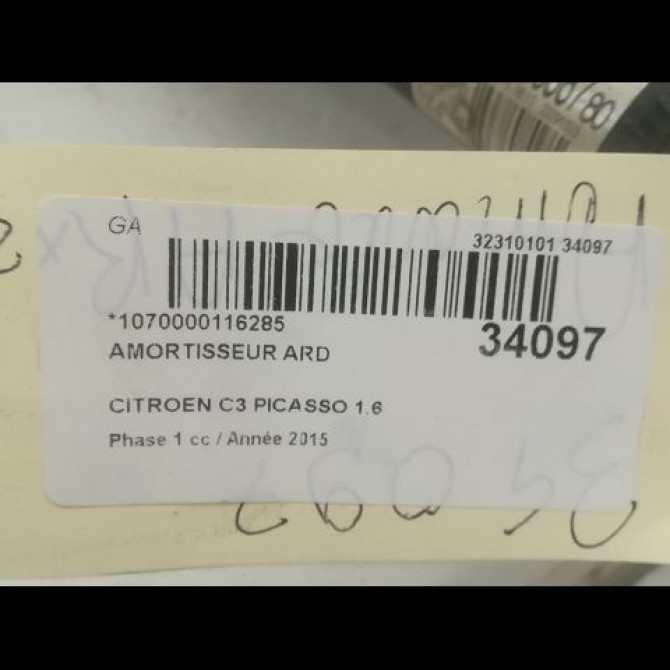 Amortisseur arrière droit occasion CITROEN C3 PICASSO Phase 1 02-2009->08-2012 1.6 HDi 16v 90ch 9810638780 2