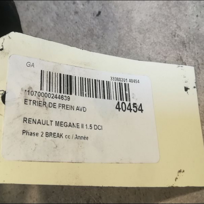Etrier de frein avant droit occasion RENAULT MEGANE II Phase 2 BREAK 01-2006->06-2009 1.5 DCI 105ch 7701065267 4