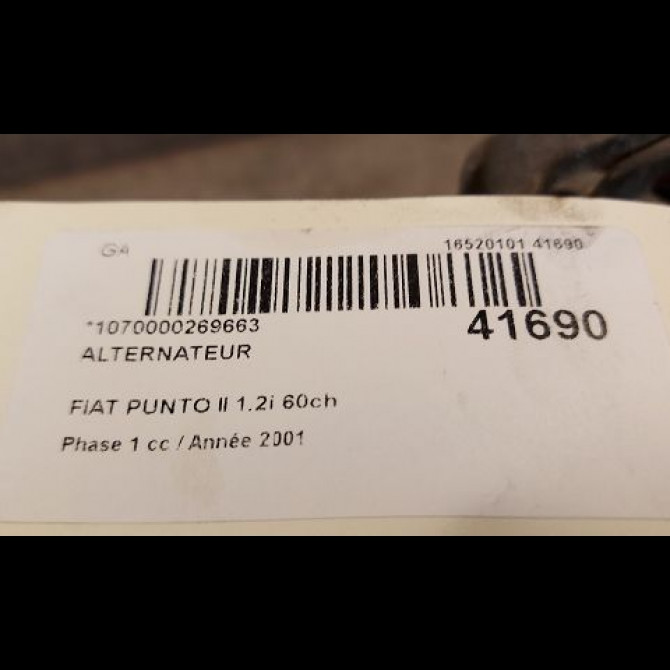 Alternateur occasion FIAT PUNTO II Phase 1 10-1999->05-2003 1.2i 60ch 71794526 4