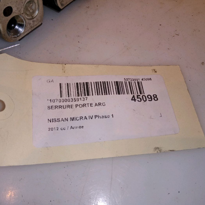 Serrure porte arg occasion NISSAN MICRA IV Phase 1 11-2010->12-2013 825011HH0C 4