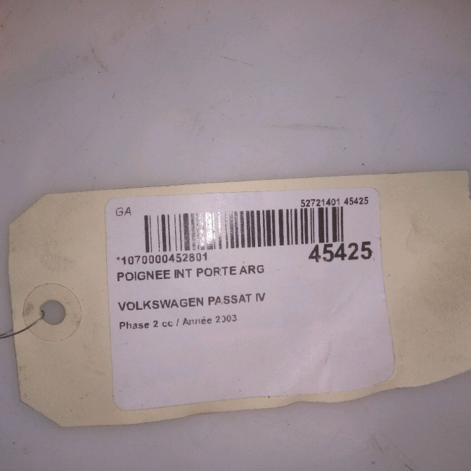Poignee int porte arg occasion VOLKSWAGEN PASSAT IV Phase 2 10-2000->03-2005 1.9 TDI 130ch 3B0839113BF2AQ 5