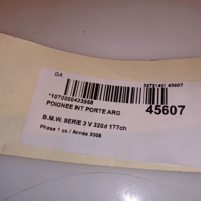Poignee int porte arg occasion B.M.W. SERIE 3 V Phase 1 03-2005->09-2008 320d 177ch 51417144549 4