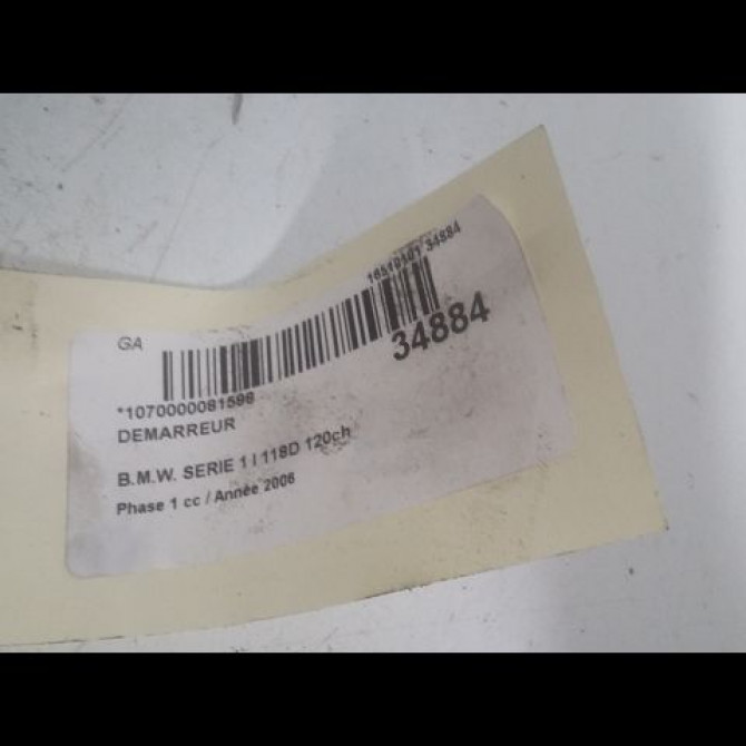 Démarreur occasion B.M.W. SERIE 1 I Phase 1 01-2007->07-2011 118D 120ch 3