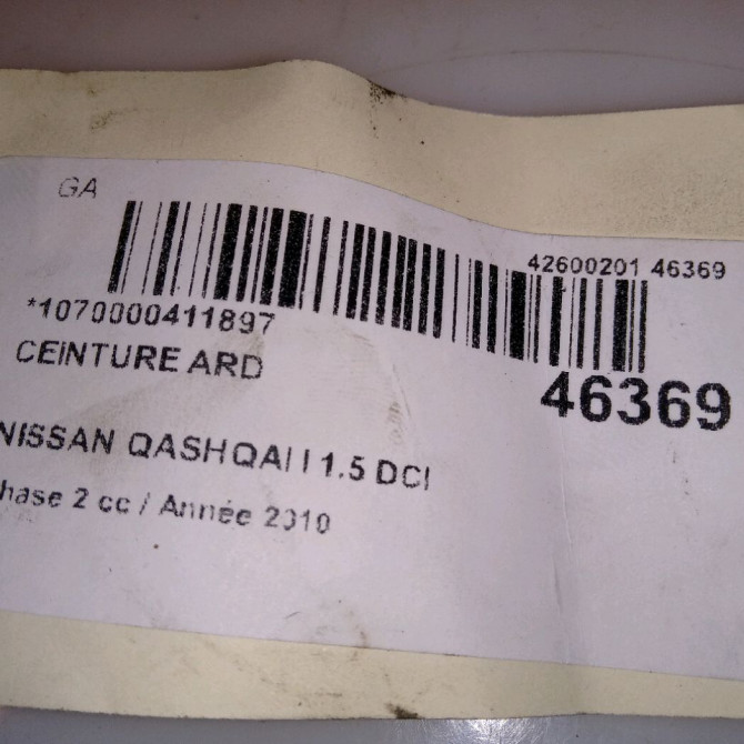 Ceinture arrière droite occasion NISSAN QASHQAI I Phase 2 03-2010->04-2014 1.5 DCI 110ch 88844JD000 4