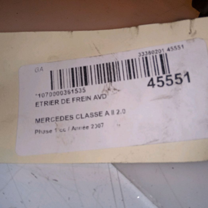 Etrier de frein avant droit occasion MERCEDES CLASSE A II Phase 1 12-2004->04-2008 2.0 CDI 16v 110ch 1694201483 4