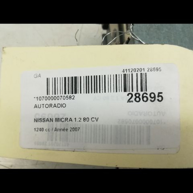 Autoradio occasion NISSAN MICRA III Phase 2 11-2005->11-2007 1.2i 80ch 4