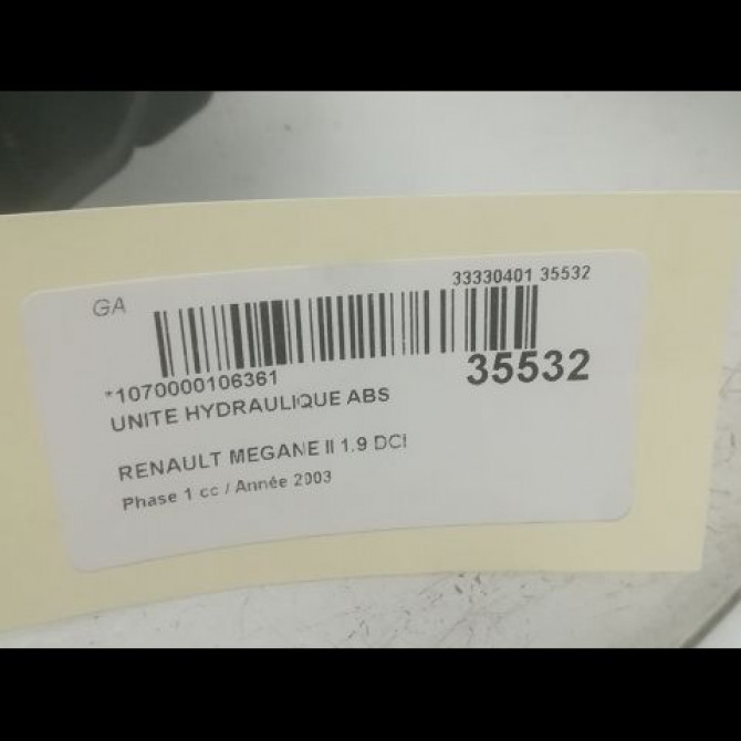 Unité hydraulique ABS occasion RENAULT MEGANE II Phase 1 09-2003->12-2005 1.9 DCI 120ch 7701062137 5