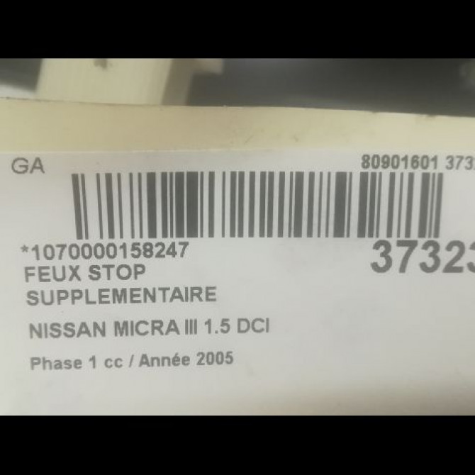 Feux stop supplementaire occasion NISSAN MICRA III Phase 1 01-2003->07-2005 1.5 DCI 65ch 26590AX000 2