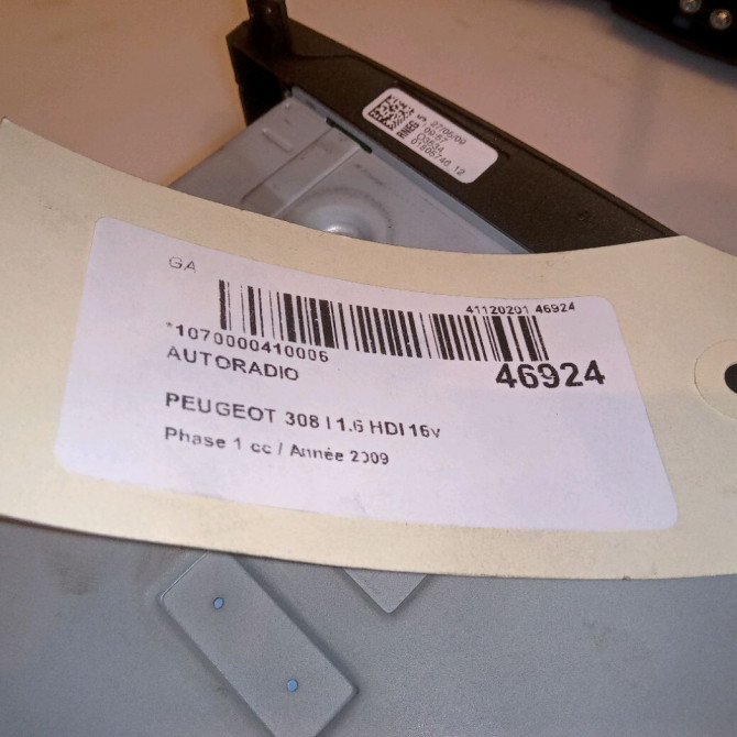 Autoradio occasion PEUGEOT 308 I Phase 1 09-2007->03-2011 1.6 HDI 16v 110ch 4