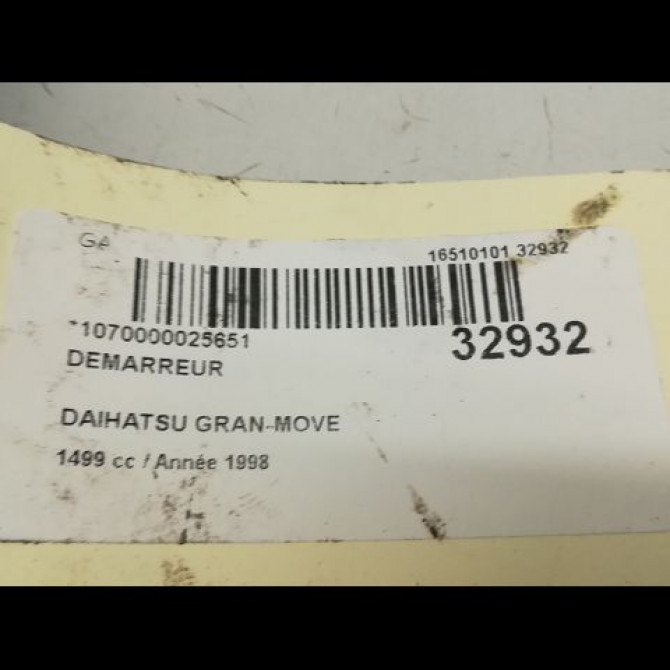 Démarreur occasion DAIHATSU GRAN MOVE Phase 1 09-1997->04-2002 1.5i 90ch 6