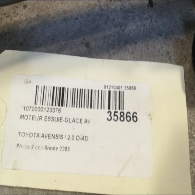 Moteur essuie-glace avant occasion TOYOTA AVENSIS I Phase 2 09-2000->05-2003 2.0 D-4D 8511005060 3