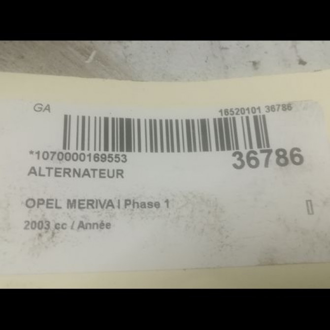 Alternateur occasion OPEL MERIVA I Phase 1 04-2003->12-2005 3
