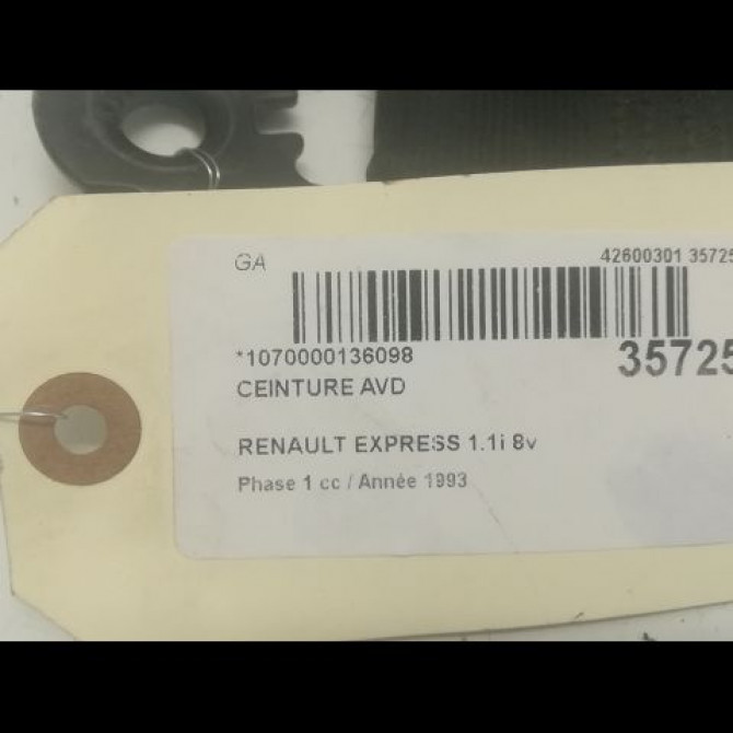 Ceinture avant droite occasion RENAULT EXPRESS Phase 1 11-1985->09-1994 1.1i 8v 45ch 4