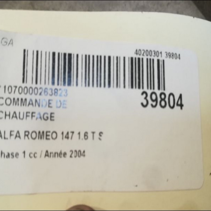 Commande de chauffage occasion ALFA ROMEO 147 Phase 1 09-2000->09-2004 1.6 T S 120ch 3
