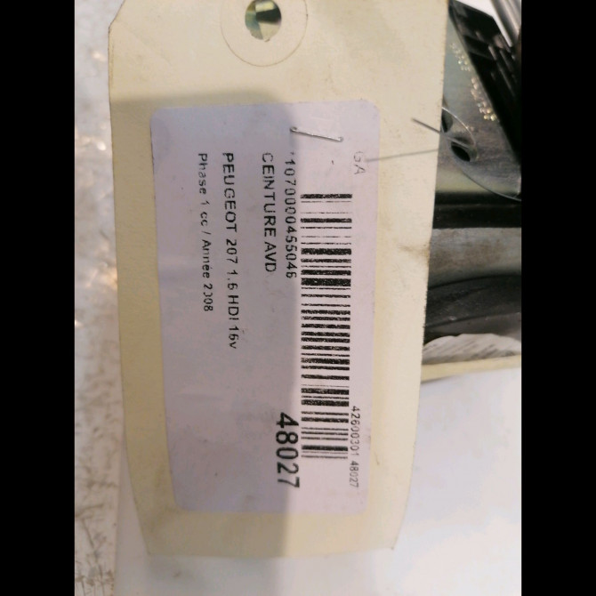 Ceinture avant droite occasion PEUGEOT 207 Phase 1 04-2006->06-2013 1.6 HDI 16v 90ch 8975AZ 6