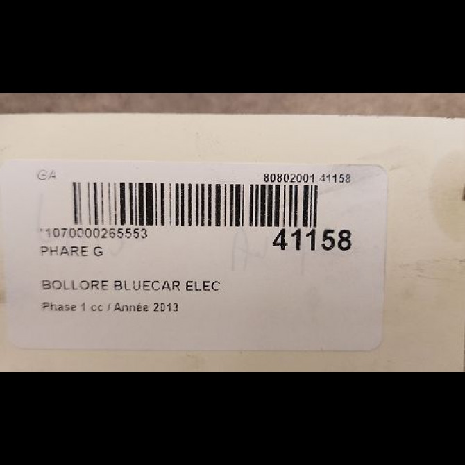 Phare gauche occasion BOLLORE BLUECAR Phase 1 01-2011->... ELEC 3