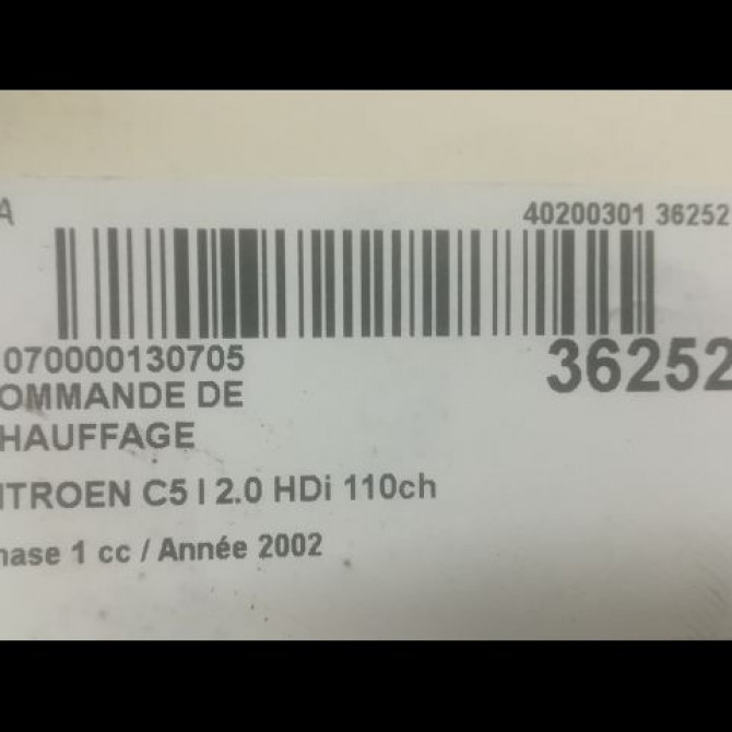 Commande de chauffage occasion CITROEN C5 I Phase 1 03-2001->09-2004 2.0 HDi 110ch 3