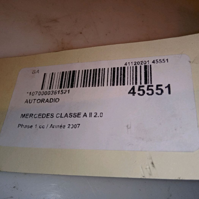 Autoradio occasion MERCEDES CLASSE A II Phase 1 12-2004->04-2008 2.0 CDI 16v 110ch 1698200886 5