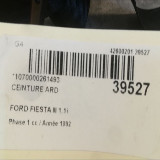 Ceinture arrière droite occasion FORD FIESTA III Phase 1 03-1989->01-1994 1.8 D 4