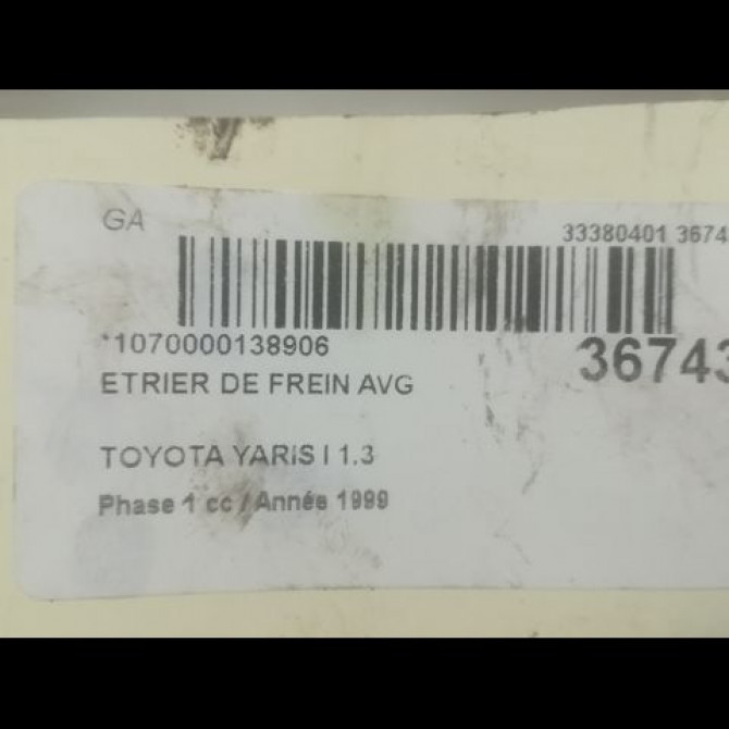 Etrier de frein avant gauche occasion TOYOTA YARIS I Phase 1 04-1999->03-2003 1.3 4775052010 3