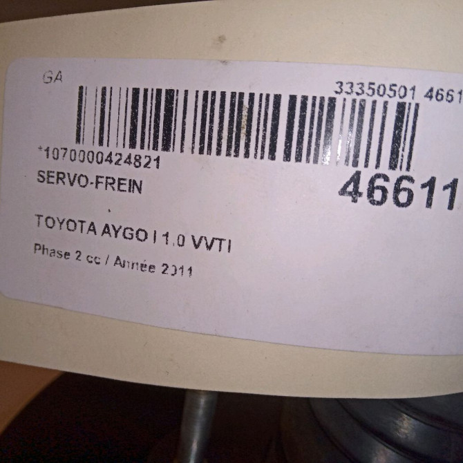 Servo-frein occasion TOYOTA AYGO I Phase 2 01-2009->06-2012 1.0 VVTI 4461009670 4