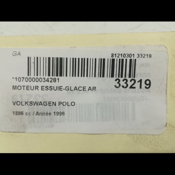 Moteur essuie-glace arrière occasion VOLKSWAGEN POLO III Phase 1 10-1994->11-1999 1.9 D 6N0955713B 4