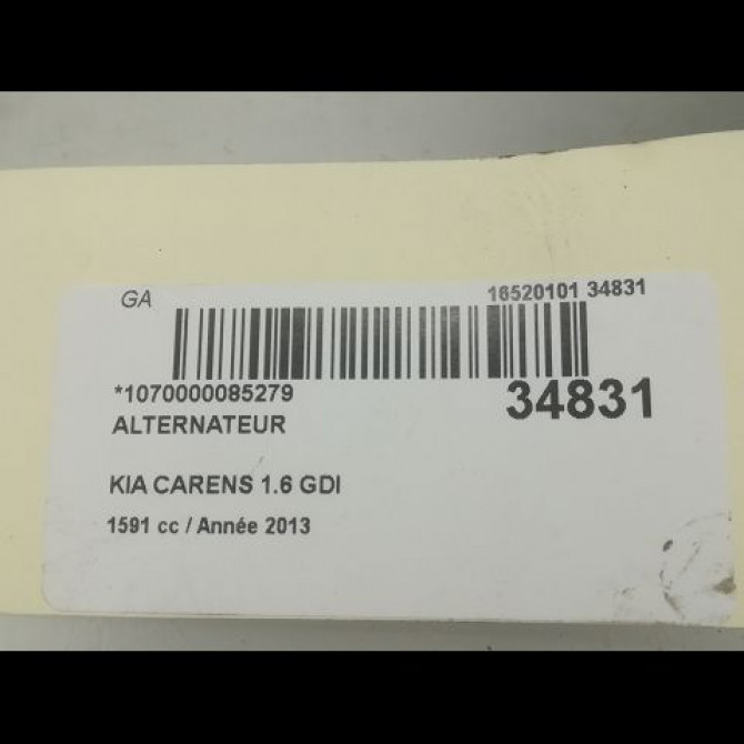 Alternateur occasion KIA CARENS IV Phase 1 02-2013->... 1.6 GDI 135ch 373002B760 5