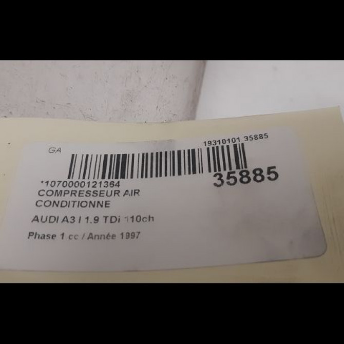 Compresseur air conditionne occasion AUDI A3 I Phase 1 09-1996->10-2000 1.9 TDi 110ch 5