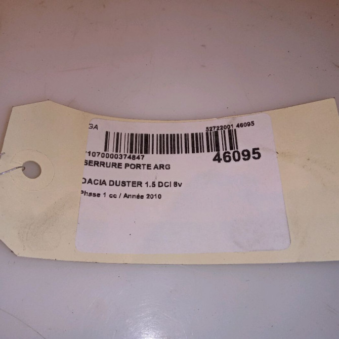 Serrure porte arg occasion DACIA DUSTER Phase 1 03-2010->12-2013 1.5 DCI 8v 110ch 825030283R 4