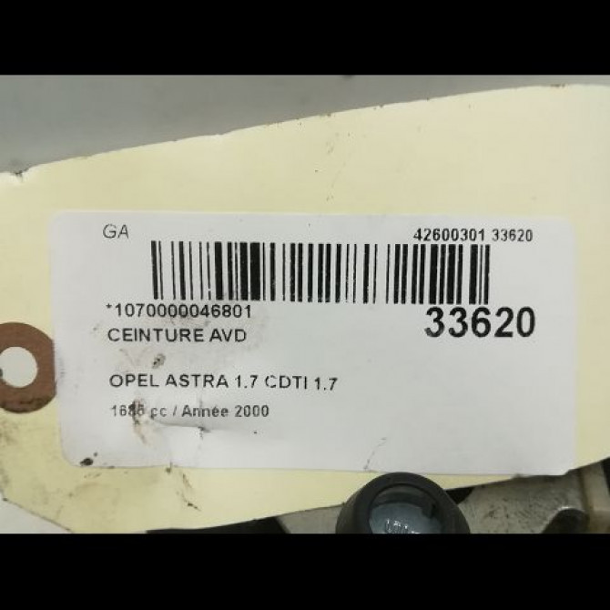 Ceinture avant droite occasion OPEL ASTRA II Phase 1 04-1998->09-2004 1.7 16v DTI 75ch 90560636 5