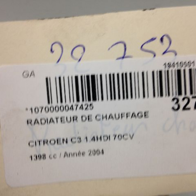 Radiateur de chauffage occasion CITROEN C3 I Phase 1 04-2002->10-2005 1.4 HDi 6448K9 4