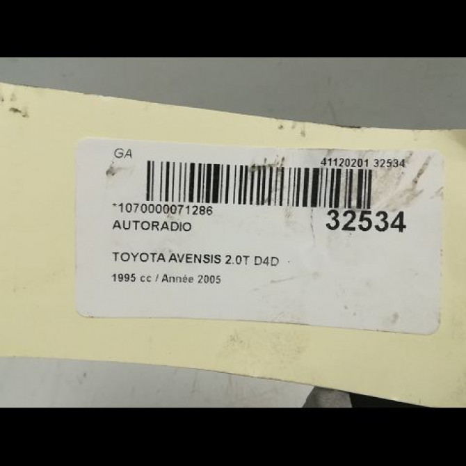 Autoradio occasion TOYOTA AVENSIS II phase 1 05-2003->08-2006 8612005081 4