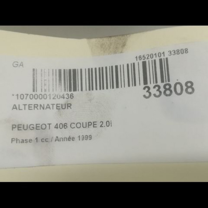 Alternateur occasion PEUGEOT 406 COUPE Phase 1 05-1997->12-2004 2.0i 132ch 4