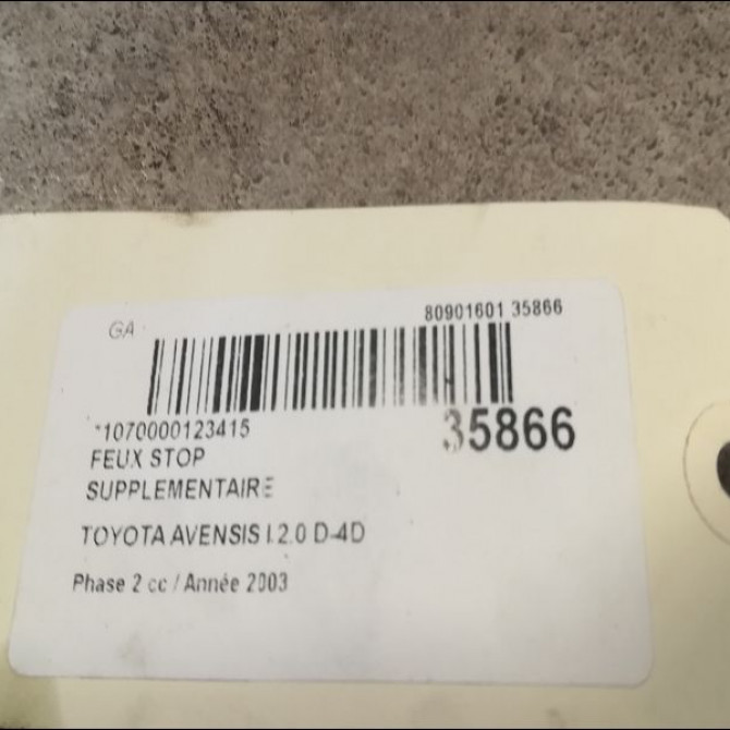 Feux stop supplementaire occasion TOYOTA AVENSIS I Phase 2 09-2000->05-2003 2.0 D-4D 8157005080 3