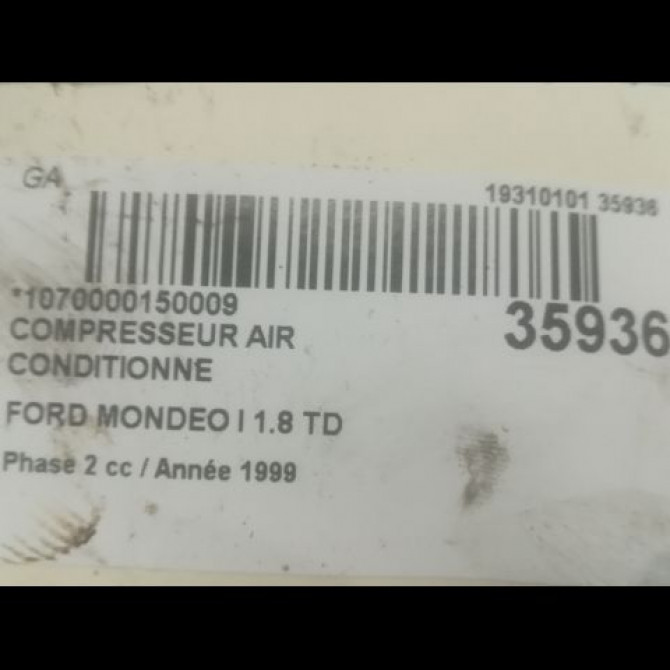 Compresseur air conditionne occasion FORD MONDEO I Phase 2 10-1996->09-2000 1.8 TD 1406035 3