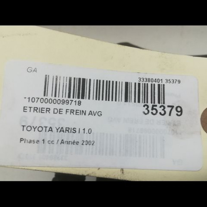 Etrier de frein avant gauche occasion TOYOTA YARIS I Phase 1 04-1999->03-2003 1.0 4775009020 3
