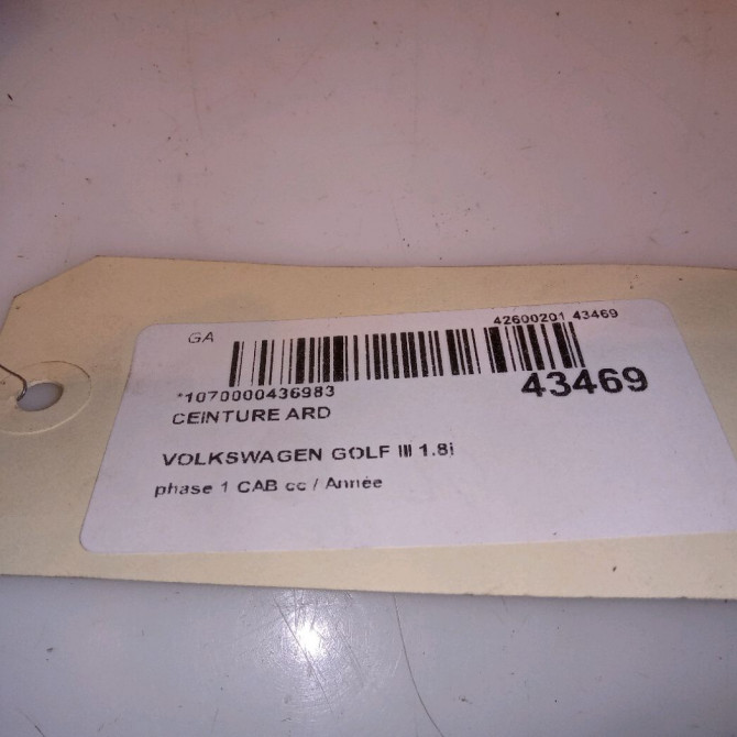 Ceinture arrière droite occasion VOLKSWAGEN GOLF III Phase 1 04-1995->04-1999 1.8i 75ch 1E0857805BHCP 3