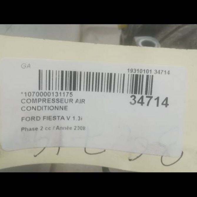 Compresseur air conditionne occasion FORD FIESTA V Phase 2 10-2005->10-2008 1.3i 1334194 4
