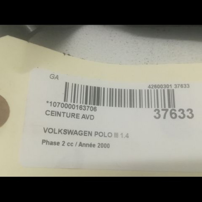 Ceinture avant droite occasion VOLKSWAGEN POLO III Phase 2 11-1999->12-2001 1.4 16v 6N4857706EHZP 4